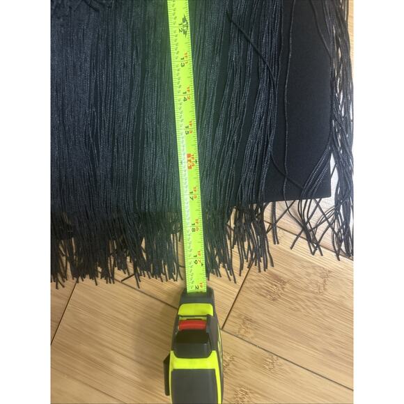Sincerely Jules Black MIDI Fringe Skirt Free Spirted Glam Effortless Cool Sz M - Picture 6 of 8